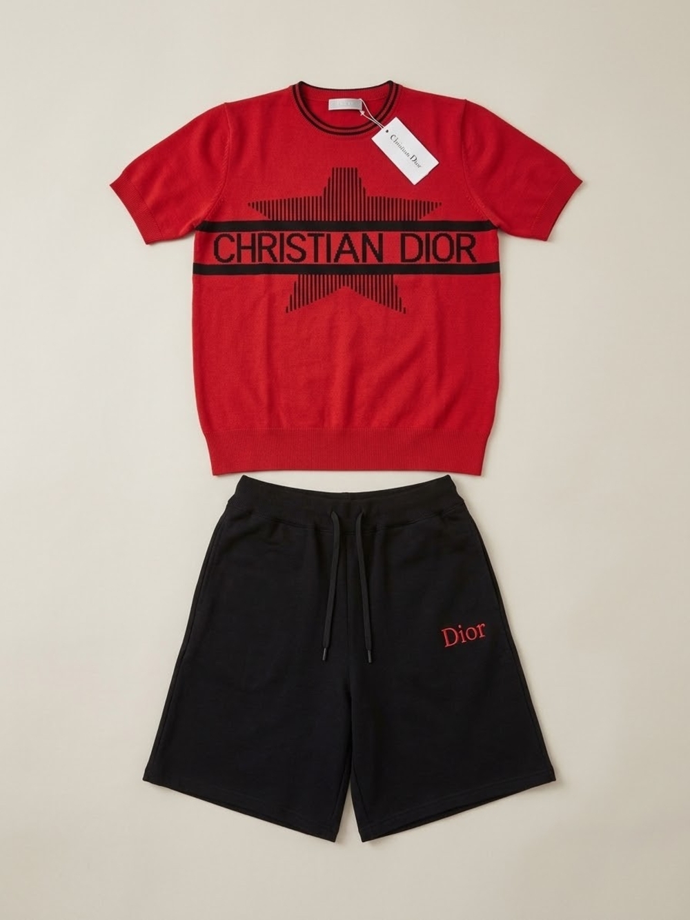 Brand NEW 2 Piece Sweater Short Set Black And Red
